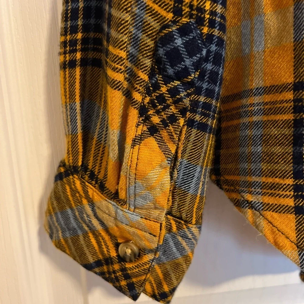 Workshop Republic Clothing Mustard Yellow and Blue Plaid Button Down Shirt - Picture 6 of 8